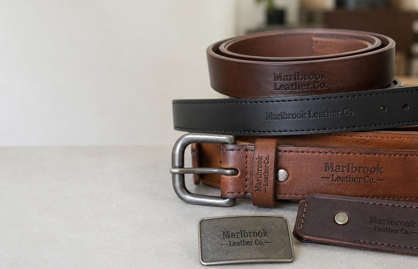 Custom printed leather belts with logo
