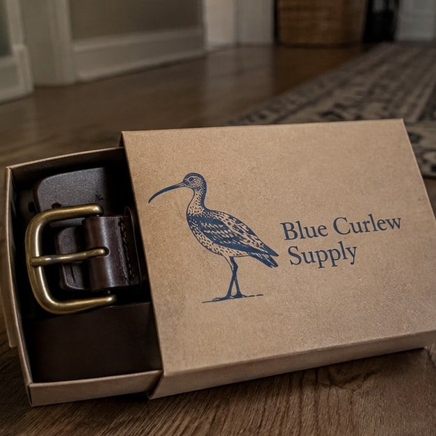 Leather belts with logo — customer photo